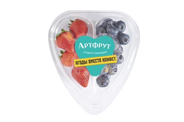 Ягодный микс Артфрут Сердце клубника-голубика, 200 г