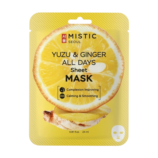 Маска тканевая для лица MISTIC All Days с экстрактами имбиря и юдзу, 24 мл