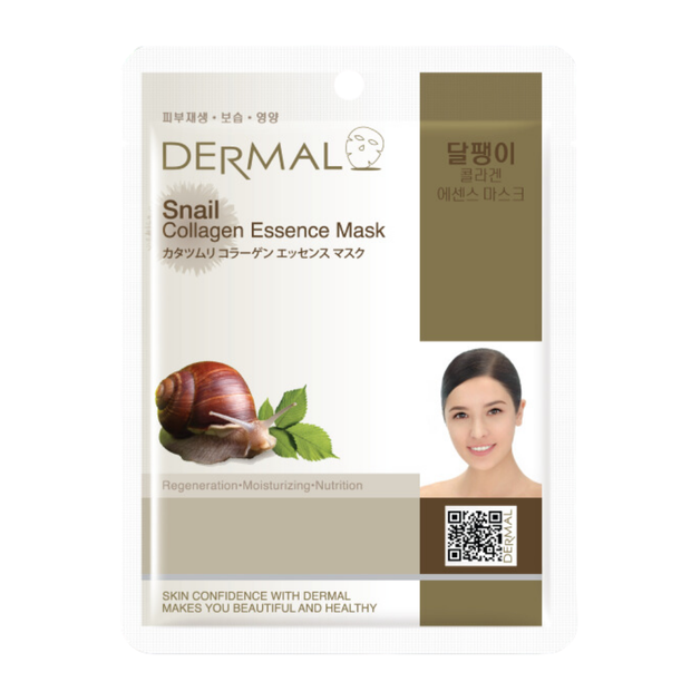 фото Маска тканевая dermal essence mask с муцином улитки и коллагеном, 23 мл