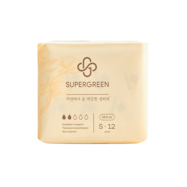 Прокладки гигиенические SUPERGREEN S 2 капля 12 шт 80₽