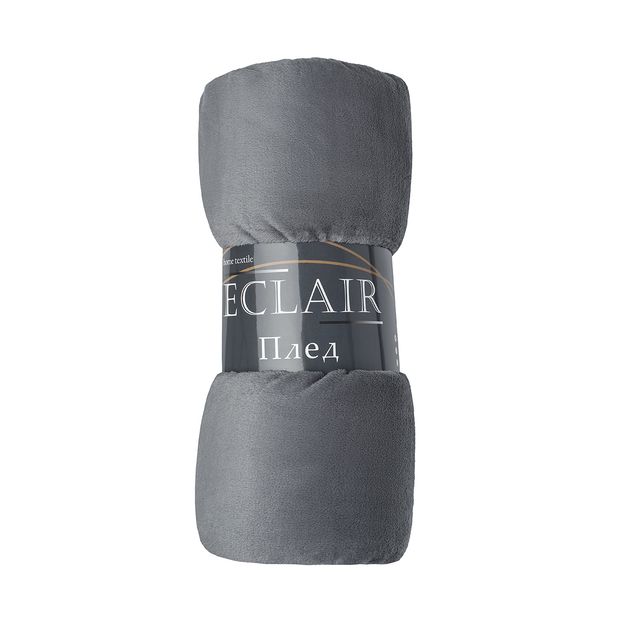 Плед ECLAIR фланелевый однотонный серый 180х200 см 1000₽