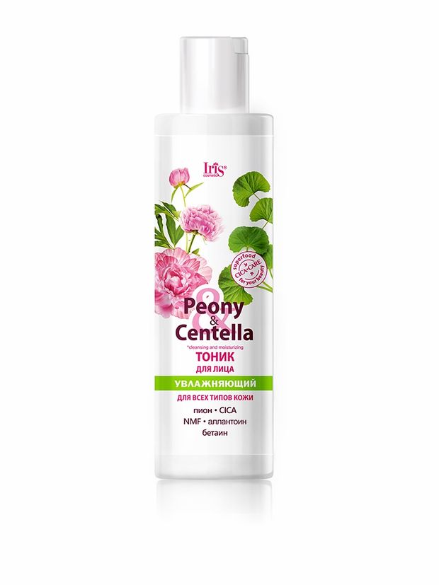 фото Тоник для лица iriscosmetic увлажняющий peony &amp; centella, 250 мл iris cosmetic
