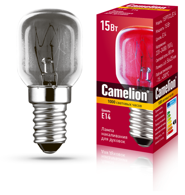 Лампа накаливания для духовок Camelion 15Вт Е14 прозрачная