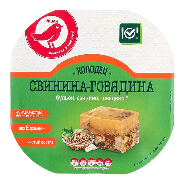 Колбасные изделия Холодец свинина говядина АШАН Красная птица, 300 г