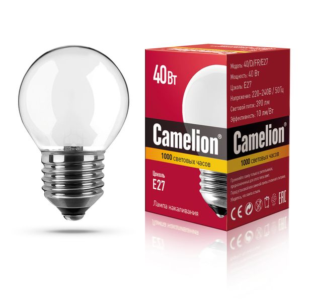 Лампа накаливания Camelion 40W Е27 с матовой колбой