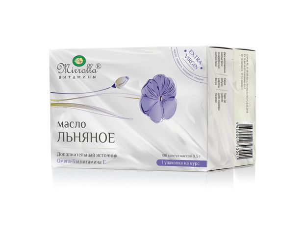 Аптека Масло льняное Мирролла, 100 капсул