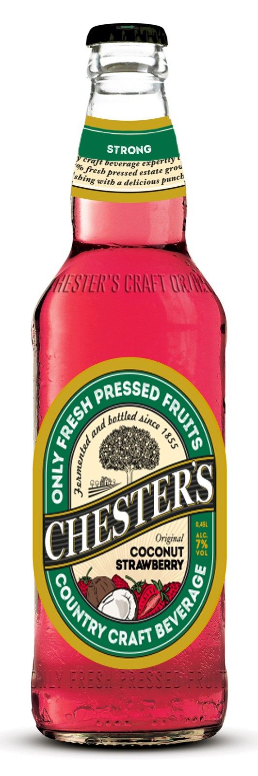 Пивной напиток Chester's кокос клубника фильтрованный, 450 мл