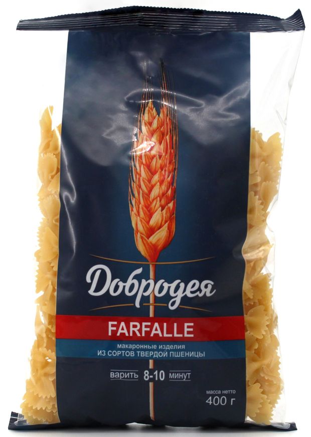 Макаронные изделия Добродея Farfalle бантики, 400 г