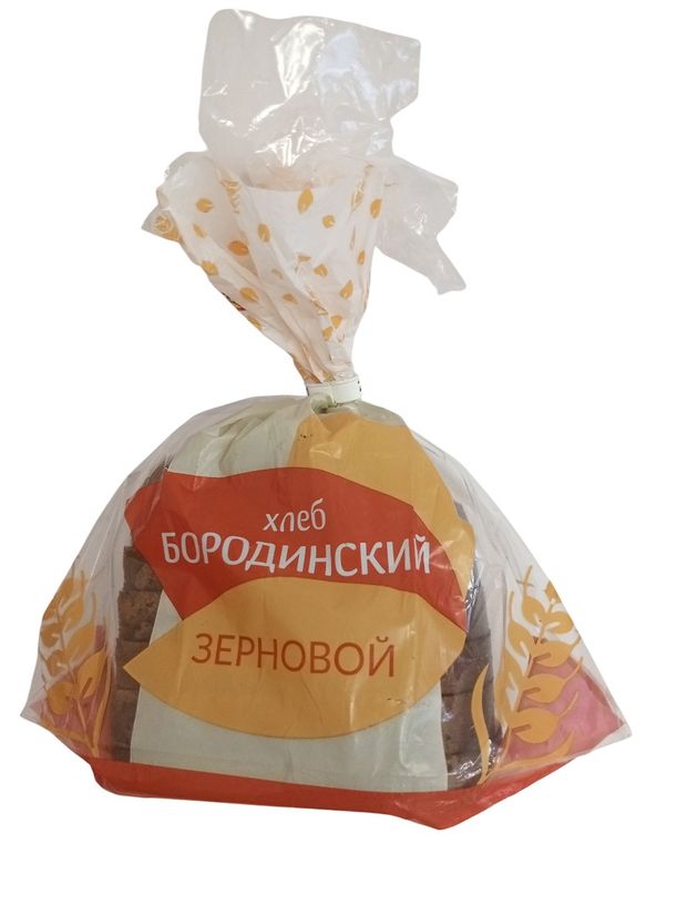 Хлеб ржано-пшеничный Хлебокомбинат Бородинский зерновой половинка нарезка, 300 г