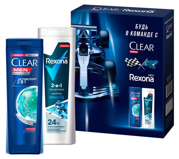 фото Набор подарочный clear men спорт коллекция, шампунь 200 мл + гель для душа 180 мл