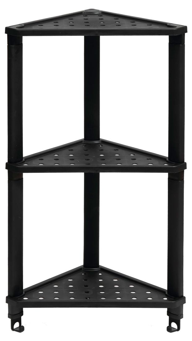 Полка угловая Violet Vikea подвесная 3-х ярусная черная, 365х260х680 мм