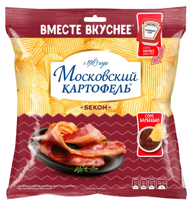 Чипсы картофельные Московский Картофель Бекон + соус барбекю, 89 г