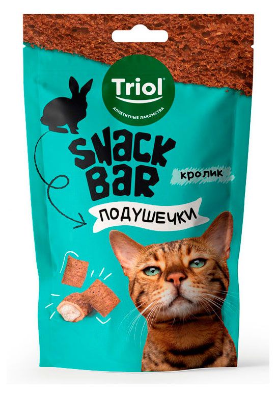 Лакомство для кошек Triol Snack Bar Мини-подушечки с начинкой из кролика, 30 г