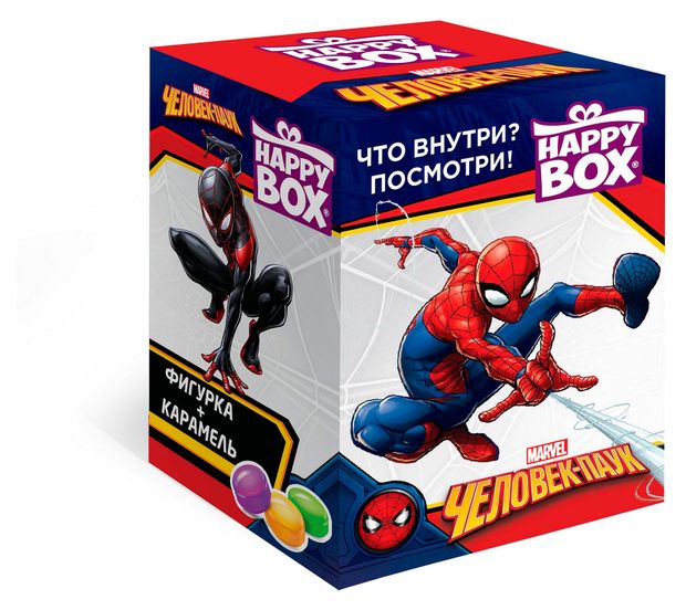 фото Набор happy box человек-паук фигурка + карамель в коробочке, 18 г