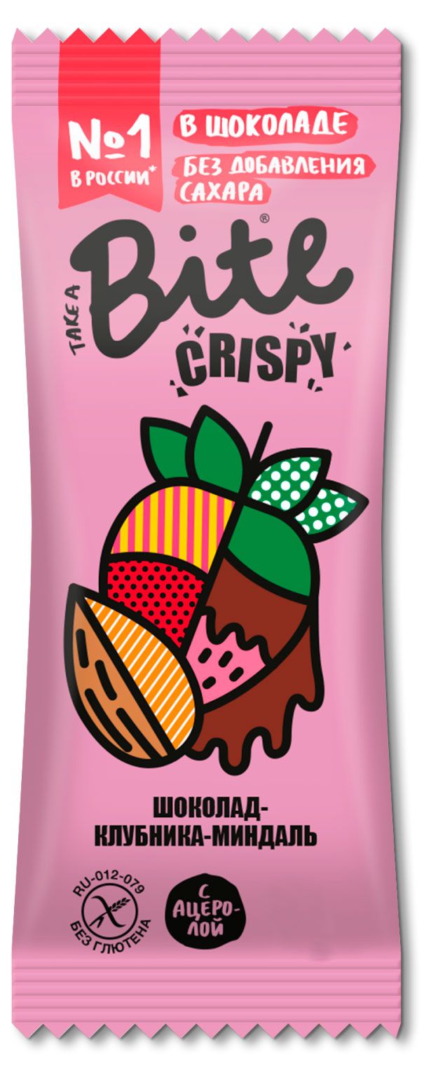 Батончик Take a Bite Crispy Миндаль-Клубника 45 г 140₽