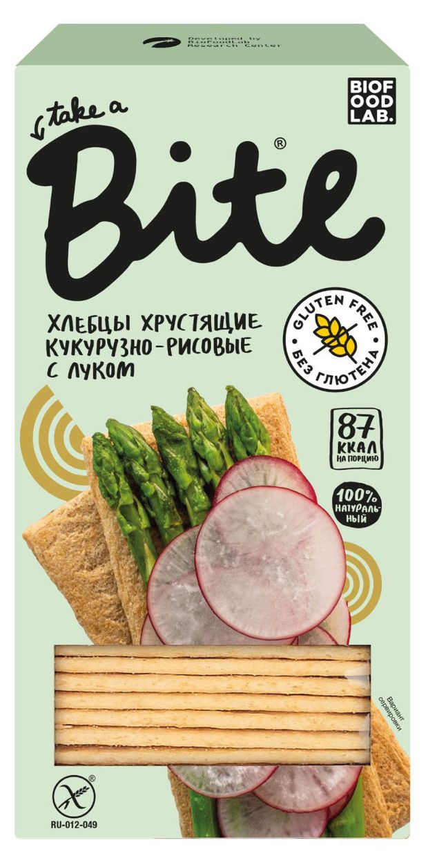 ХлебцыTake a Bite Кукурузно-рисовые хрустящие с луком 150 г 165₽
