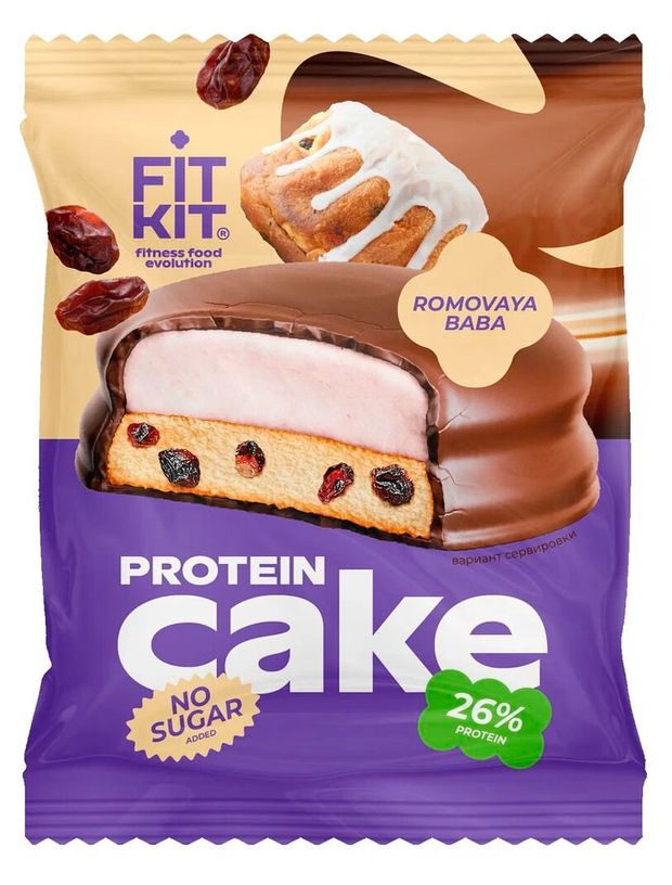 Кейк протеиновый Fitkit Protein Cake ромовая баба, 70 г