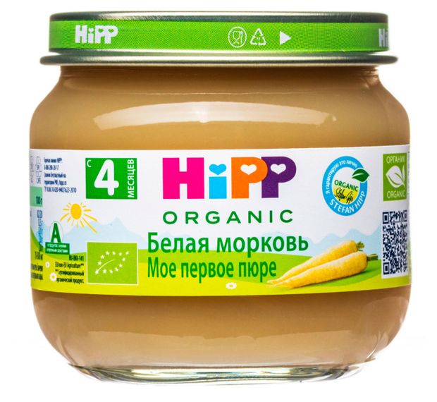 Пюре HiPP белая морковь c 4 мес 80 г 140₽