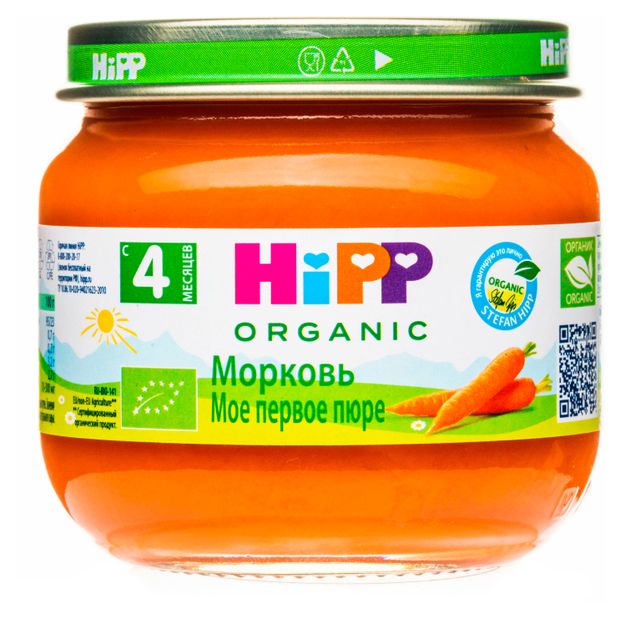 Пюре HiPP Мое первое пюре Морковь с 4 месяцев, 80 г