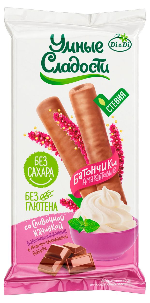 Батончик шоколадный Di&Di Умные сладости со сливочной начинкой без сахара, 20 г