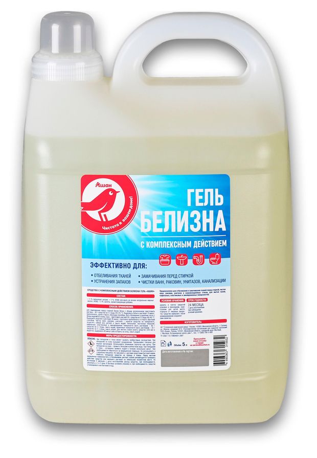 Гель с комплексным действием АШАН Красная птица Белизна, 5 л