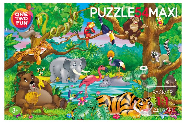 Пазл для детей ONE TWO FUN Макси мульт 54 элементов в ассортименте 180₽