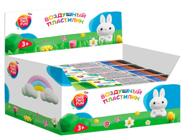 фото Пластилин one two fun воздушный микс 12 цветов, 10 г