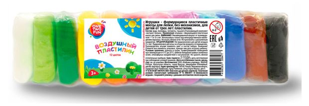 Пластилин ONE TWO FUN Воздушный 12 шт 130₽