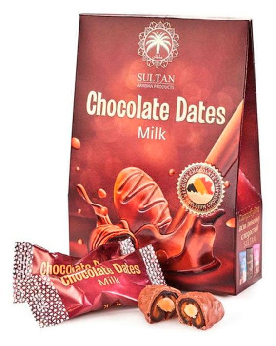 Финики Sultan Chocolate Dates Milk с миндалем в молочном шоколаде, 100 г