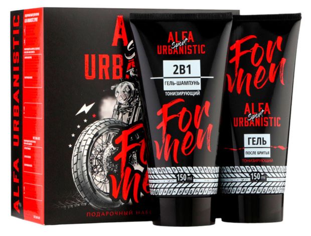 Набор подарочный для мужчин Family Cosmetics Alfa Urbanistic Sport Шампунь 150 мл + Гель после бритья 150 мл