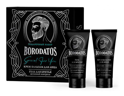 Набор подарочный Borodatos SPECIAL FOR YOU, гель для бритья 75 мл + крем-бальзам для лица 75 мл