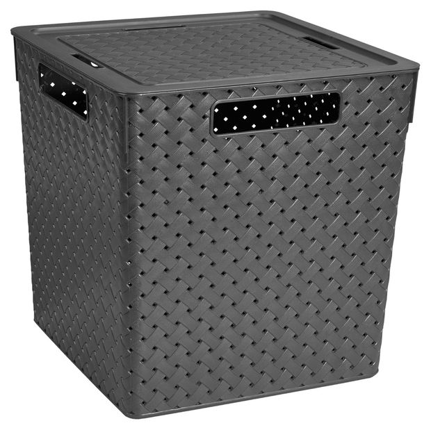 Коробка с крышкой Береста серая, 23 л