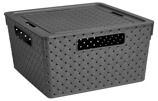 Коробка с крышкой Береста серая, 11 л