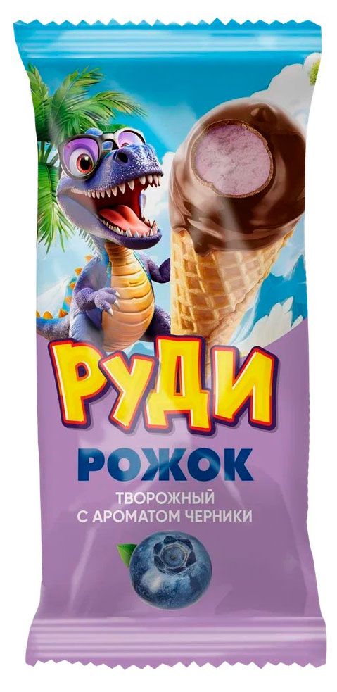 Рожок творожный Руди глазированный с черникой 23% БЗМЖ, 40 г
