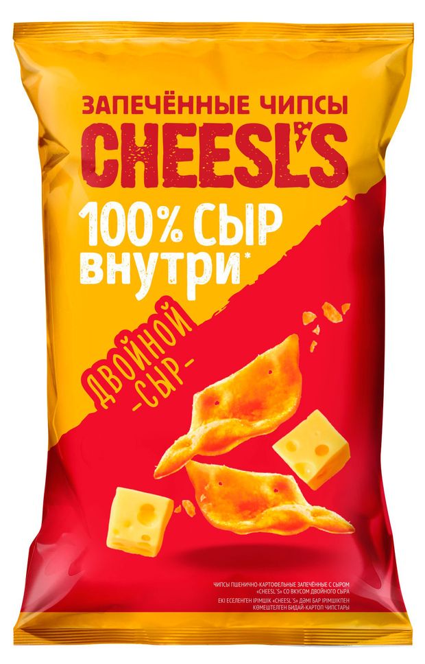 Чипсы, снеки, сухофрукты  Ашан Чипсы картофельные Cheesl's с сыром, 100 г