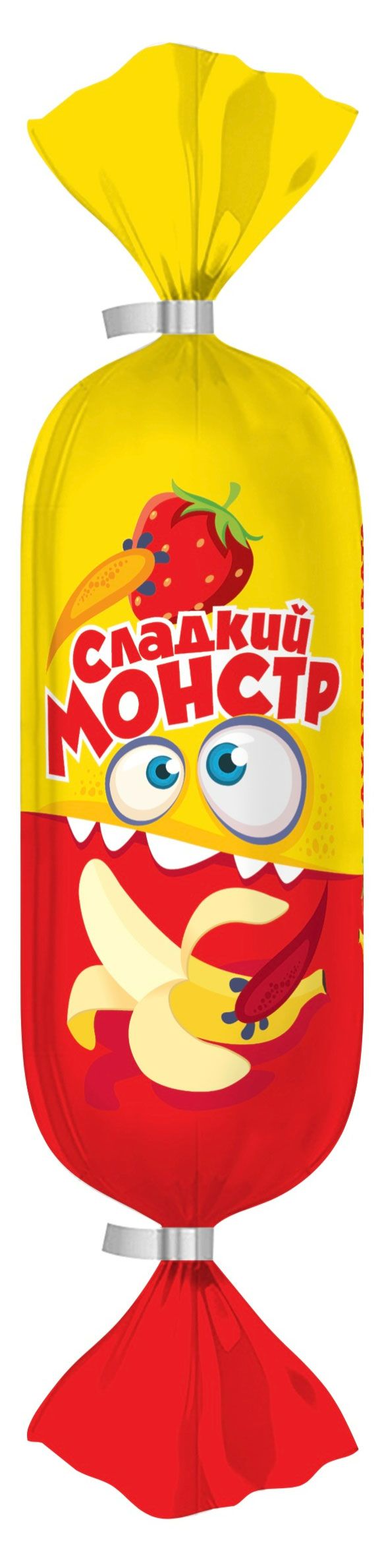 Сладкая сахарная вата Сладкий Монстр со вкусом банана и клубники, 50 г