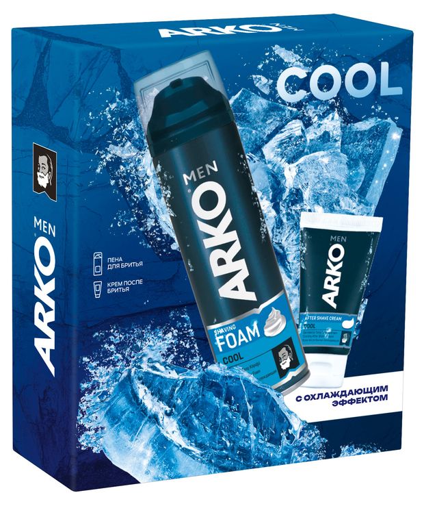 фото Набор подарочный arko, пена для бритья cool 200 мл + крем после бритья cool 50 мл