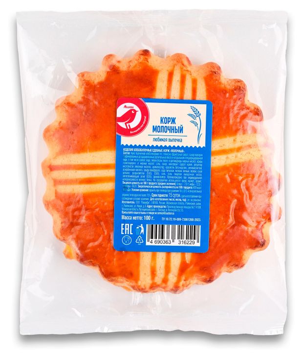 Корж молочный АШАН Красная птица 100 г 35₽