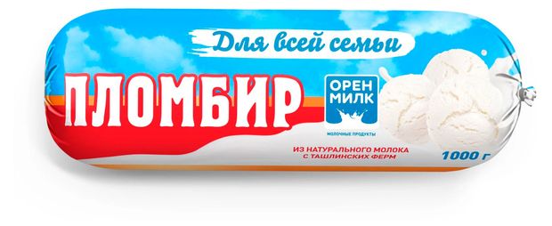Мороженое пломбир Оренмилк Российский ванильный 12% БЗМЖ, 1 кг