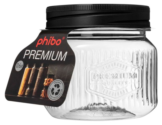 Банка для сыпучих продуктов Phibo Премиум с рельефом, 600 мл