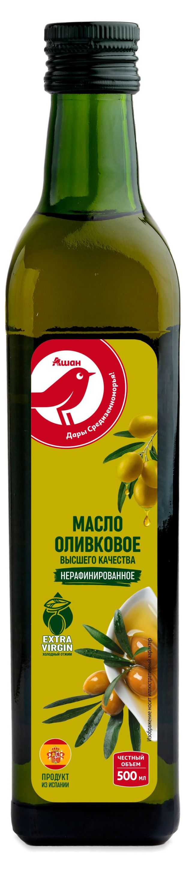 Масло оливковое АШАН Красная птица нерафинированное Extra Virgin 500 мл 560₽