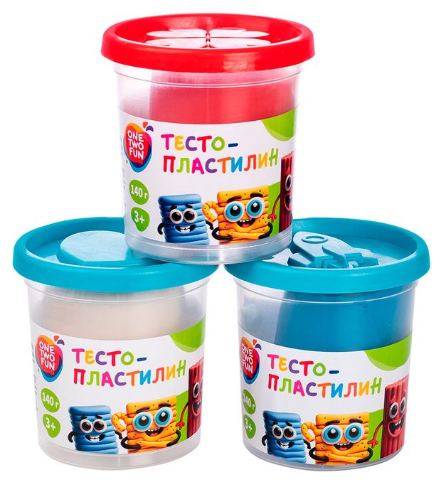 Тесто-пластилин ONE TWO FUN в банке 1 шт, 140 г в ассортименте