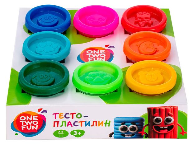 Тесто-пластилин ONE TWO FUN, 8 шт х 50 г