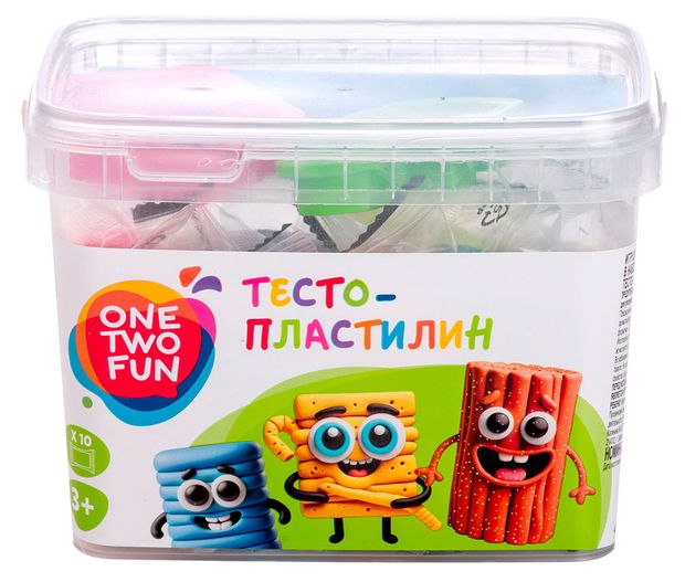 Тесто-пластилин ONE TWO FUN с аксессуарами, 10 цветов