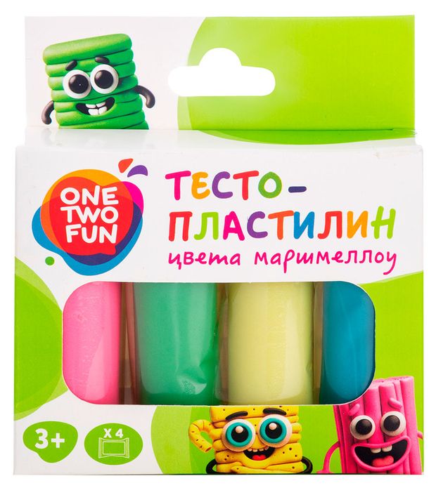 Игрушки Тесто-пластилин ONE TWO FUN Маршмеллоу, 4 шт х 30 г