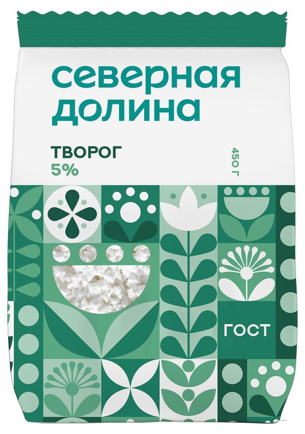 Творог Северная долина ГОСТ 5% БЗМЖ, 450 г