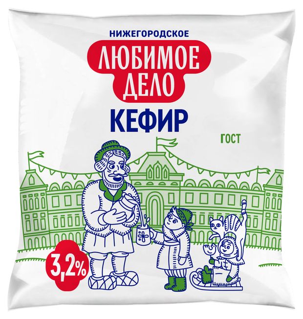 Кефир Любимое дело 3,2% БЗМЖ, 450 г