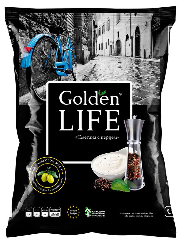 Чипсы Golden Life Сметана с перцем, 90 г