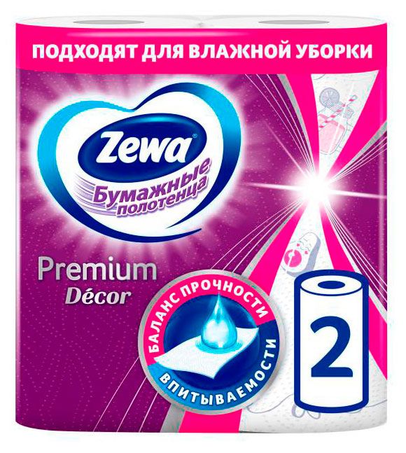 фото Бумажные полотенца zewa premium decor, 2 рулона
