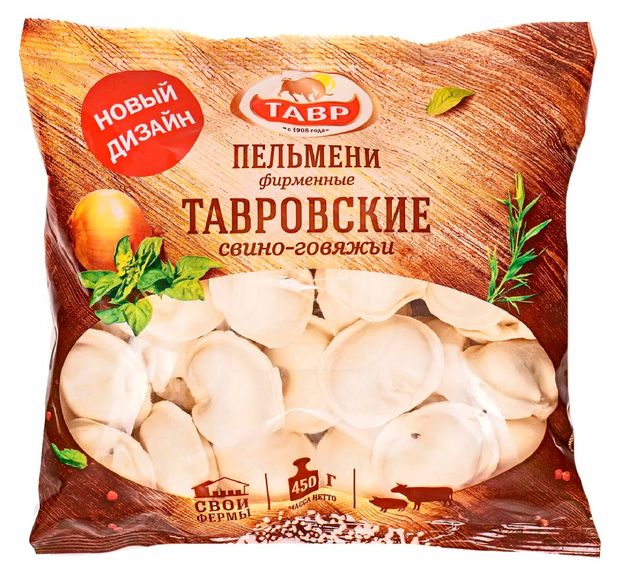 Пельмени свино-говяжьи Тавр Тавровские фирменные, 450 г